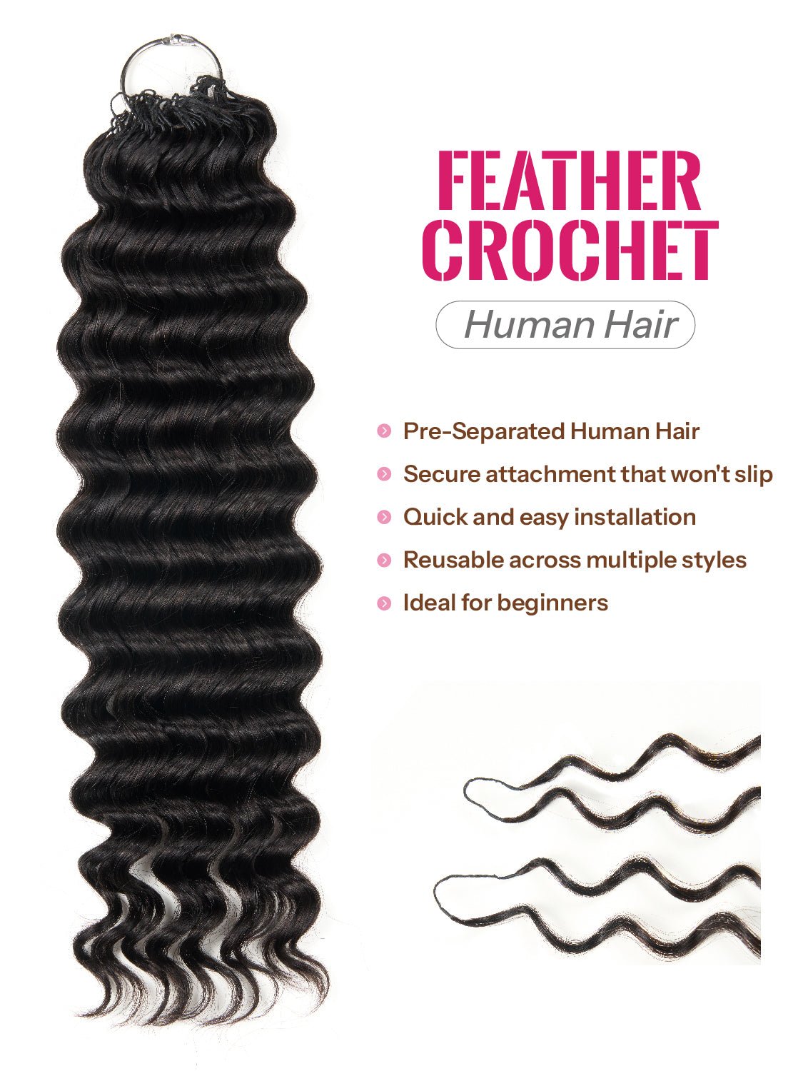 18" Newmiss Deep Wave Crochet Hair – Easy Installation Curly Human Hair for Protective Hairstyles - newmiss hair