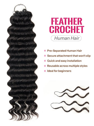 18" Newmiss Deep Wave Crochet Hair – Easy Installation Curly Human Hair for Protective Hairstyles