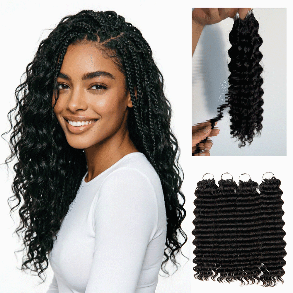 Newmiss 14" Deep Wave Crochet Human Hair Highlight Miracle Knots Crochet Weave Hair Extensions