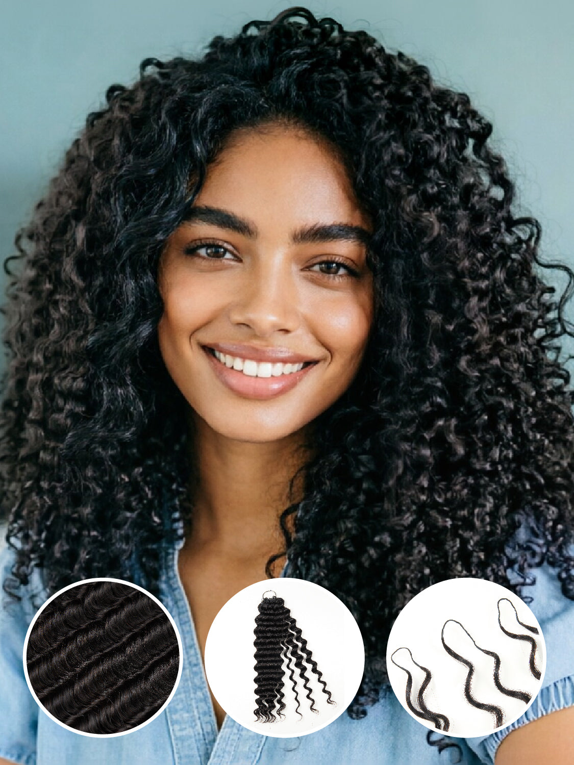 Newmiss Deep Wave Crochet Hair Curly Braiding Hair Machine Made Feather Human Hair Extension For Black Women