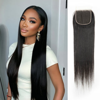 5×5 Skinlike Transparent Lace Closure Straight 100% Vietnamese Remy Human Hair Natural Color Deep parting
