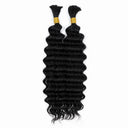 NEWMISS Deep Wave Bulk Human Hair, 18 Inch, #1B Natural Black