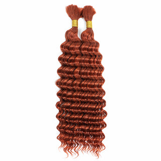 NEWMISS 18-inch Deep Wave bulk human hair, #350 Copper Red