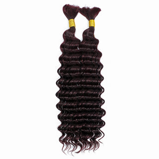 NEWMISS 18-inch Deep Wave bulk human hair, #99J Burgundy