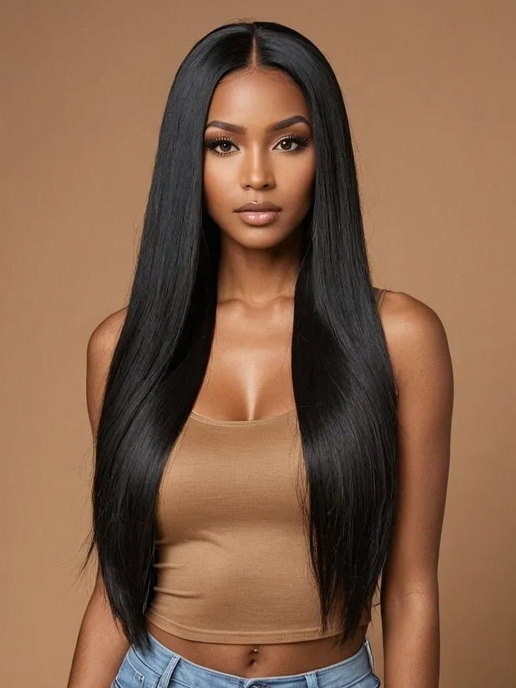 Lace Closure Wig Silky Straight Middle Part Pre - Pluck - newmiss hair