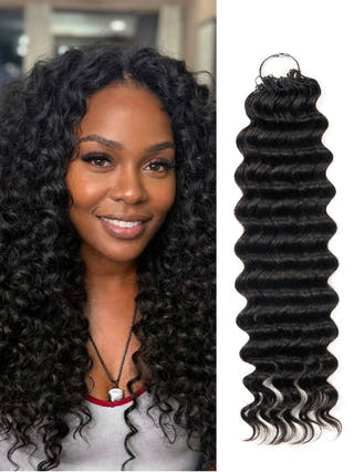 Newmiss 14" Deep Wave Crochet Human Hair - Machine Made Curly Braiding Hair for Black Women