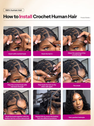 Newmiss 14" Deep Wave Crochet Human Hair - Machine Made Curly Braiding Hair for Black Women