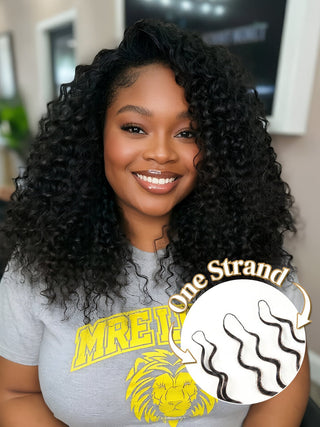 Newmiss 14" Deep Wave Crochet Human Hair - Machine Made Curly Braiding Hair for Black Women