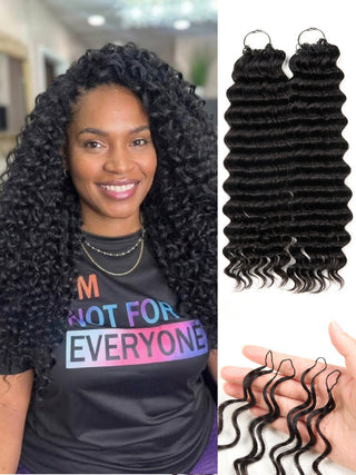 Newmiss 14" Deep Wave Crochet Human Hair - Machine Made Curly Braiding Hair for Black Women