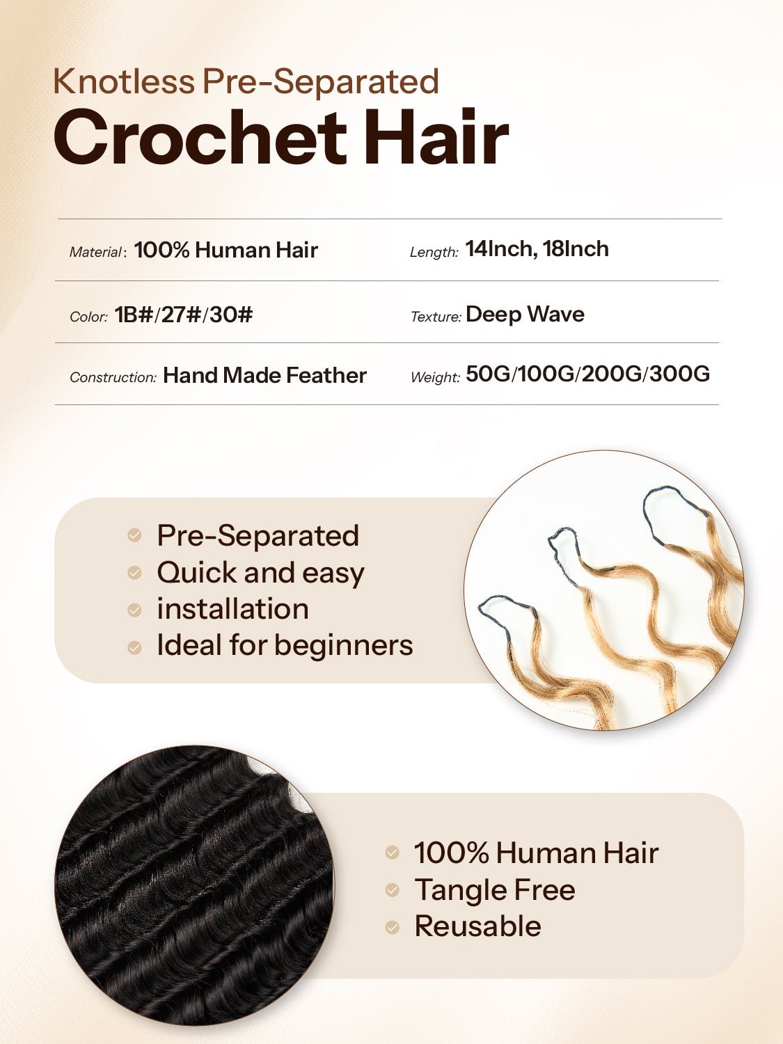 Newmiss 14" Deep Wave Crochet Human Hair - Machine Made Curly Braiding Hair for Black Women - newmiss hair