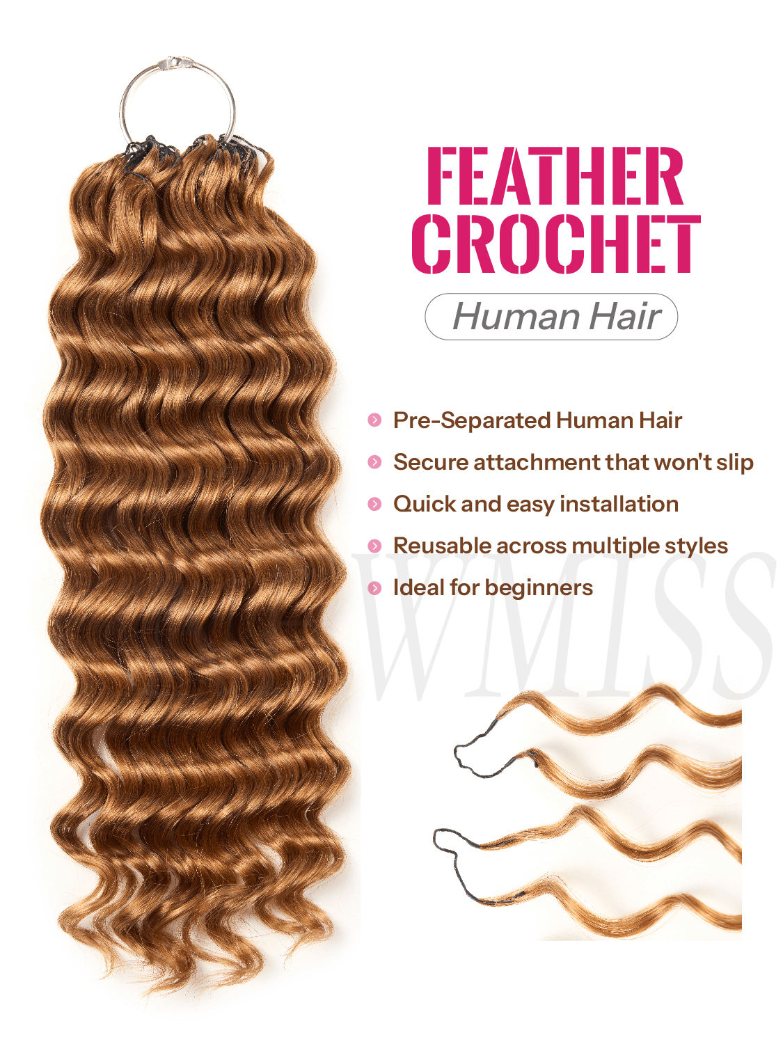 Newmiss 14" Deep Wave Crochet Human Hair - Machine Made Curly Braiding Hair for Black Women - newmiss hair