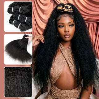 Long textured hairstyle with human hair bundle details