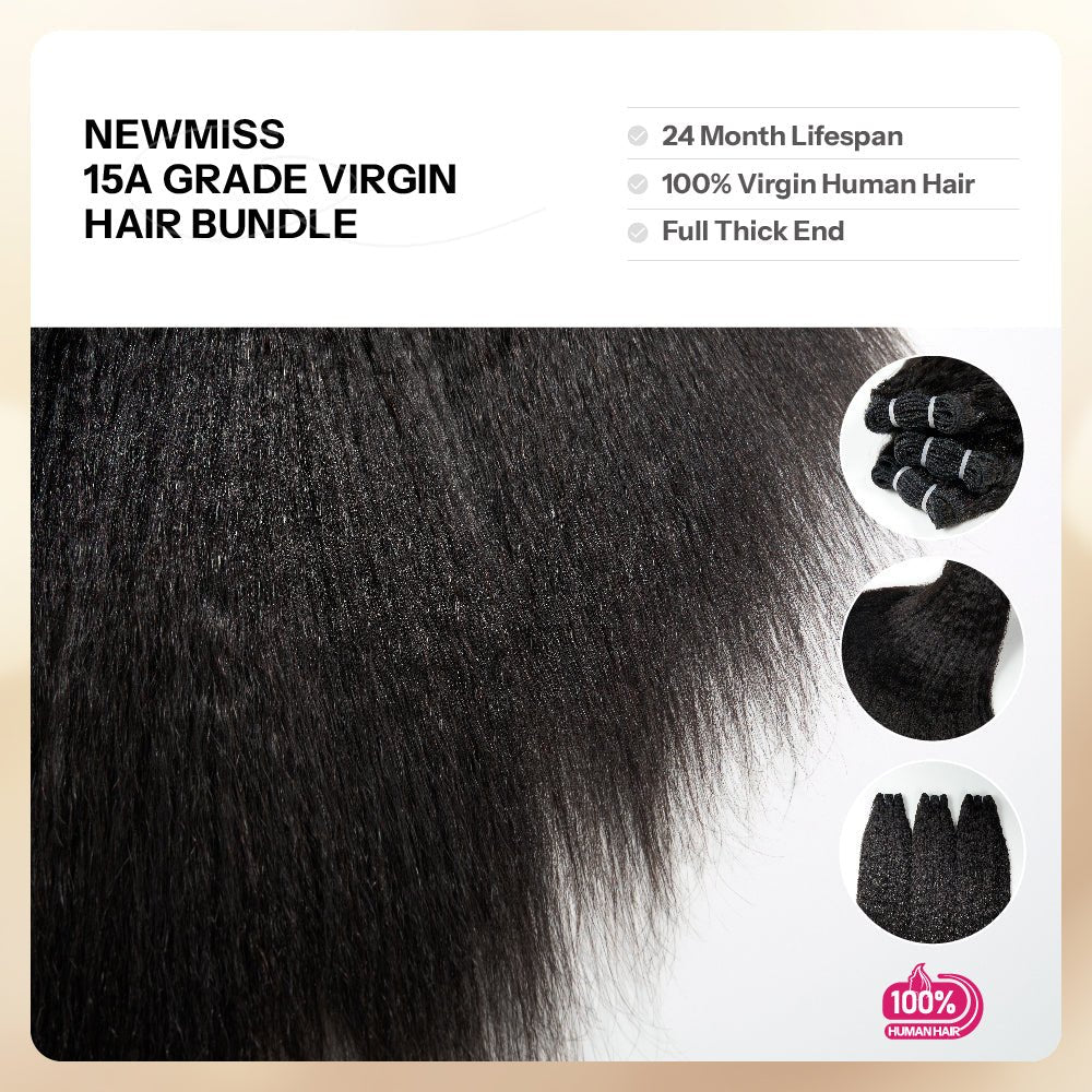 NEWMISS 15A Grade Raw Virgin Burmese Kinky Straight Human Hair 3 Bundles Deal - newmiss hair