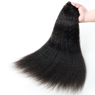 Dark human hair bundle with textured lengths and tapered ends