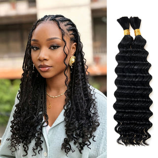 Newmiss Deep Wave Braiding Bulk Hair – Easy Installation Curly Human Hair for Protective Hairstyles