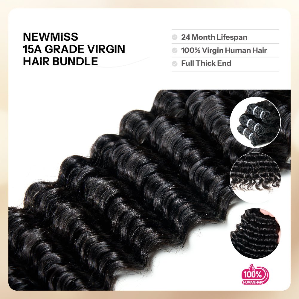 NEWMISS Deep Wave Bundles 15A Grade Burmese Virgin Raw Human Hair Extensions - newmiss hair