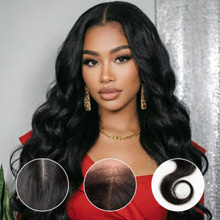 NEWMISS Human Hair Kim K Middle Part Closure Pre-plucked with Natural Hairline