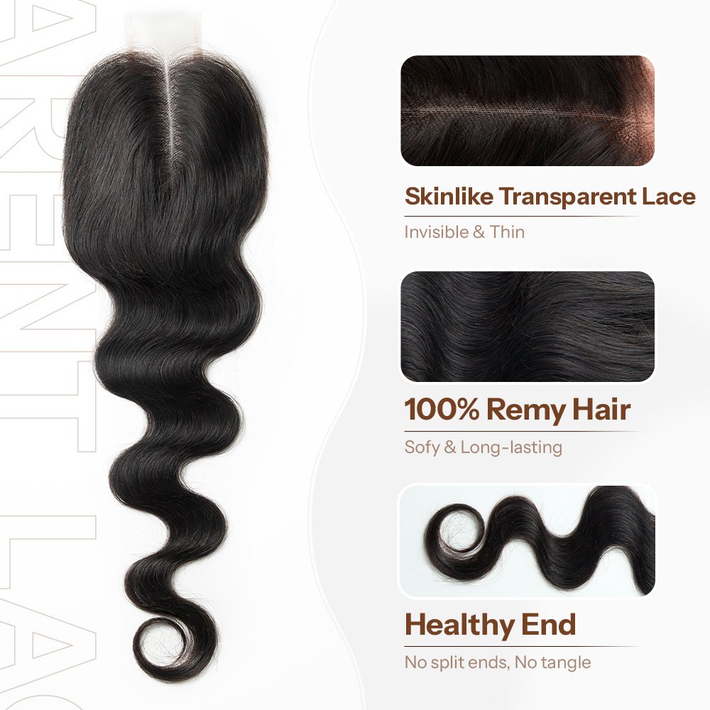 NEWMISS Human Hair Kim K Middle Part Closure Pre-plucked with Natural Hairline - newmiss hair
