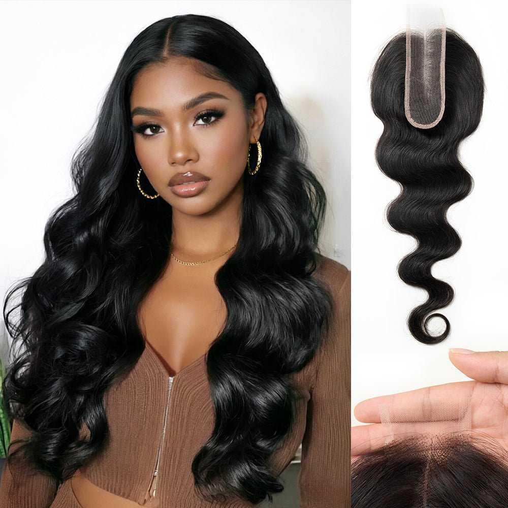 NEWMISS Human Hair Kim K Middle Part Closure Pre-plucked with Natural Hairline - newmiss hair