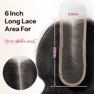NEWMISS Human Hair Kim K Middle Part Closure Pre-plucked with Natural Hairline