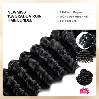 NEWMISS 15A Grade Raw Virgin Vietnamese Deep Wave Human Hair - 3 Bundles Deal