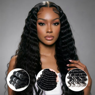 NEWMISS 15A Grade Raw Virgin Vietnamese Deep Wave Human Hair - 3 Bundles Deal