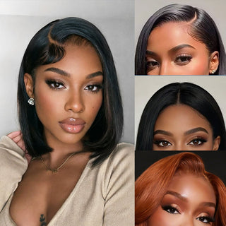 Newmiss Natural Black 180% Density Short Bob Wigs for Black Women