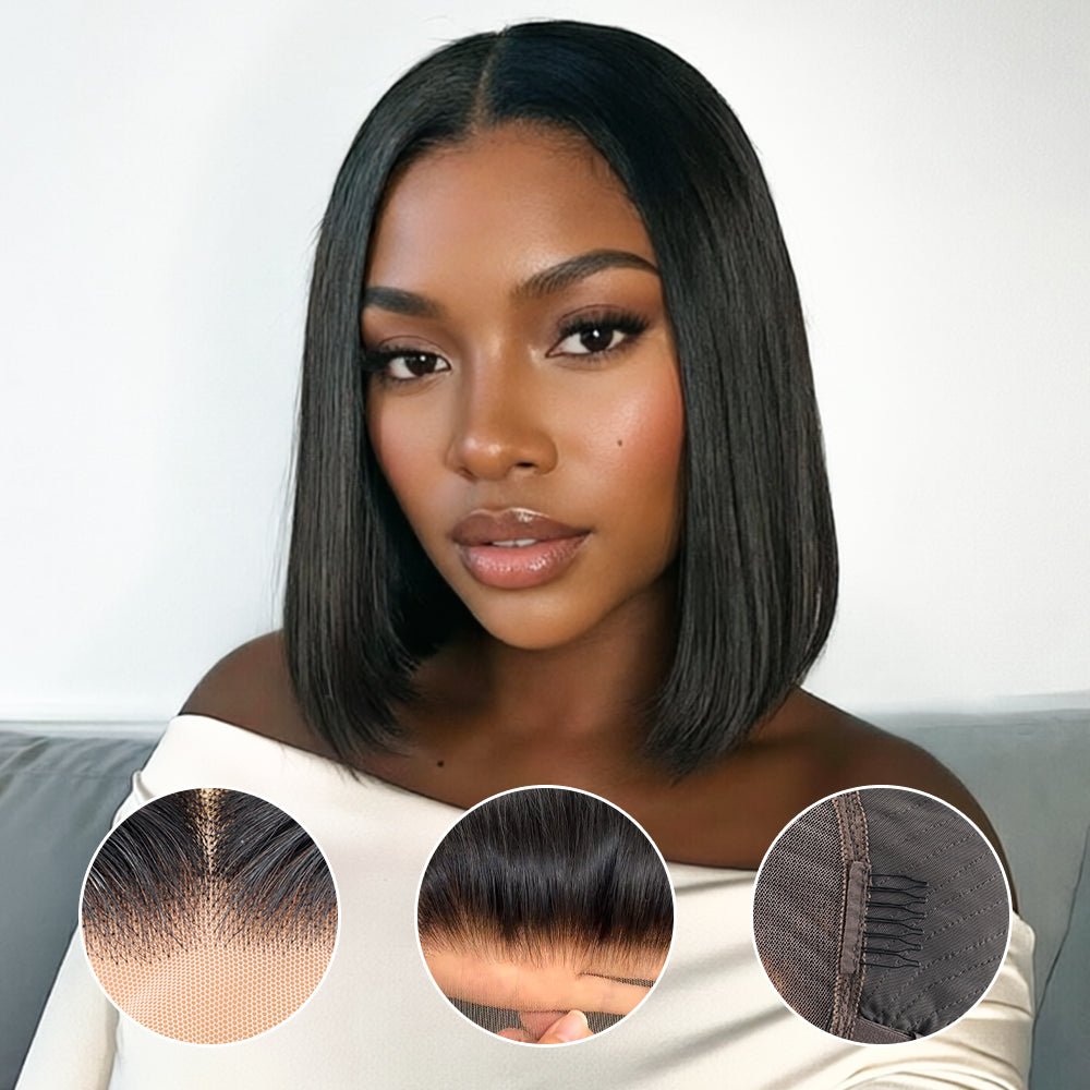 Newmiss Natural Black 180% Density Short Bob Wigs for Black Women - newmiss hair