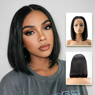 Newmiss Natural Black 180% Density Short Bob Wigs for Black Women